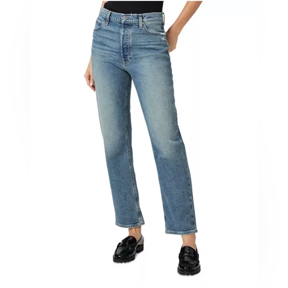 NWT Paige Sawyer high rise straight leg jean in Storybook Distressed